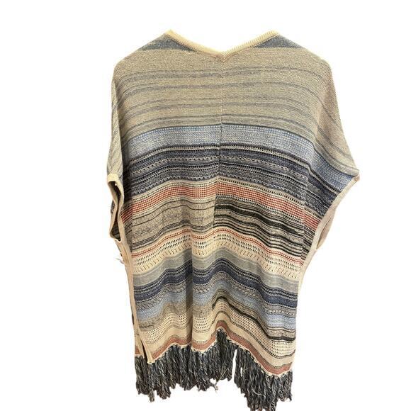 Liverpool Sleeveless Cardigan Sweater w/ Fringe Blue & Multi Color Medium, Large - Picture 11 of 12